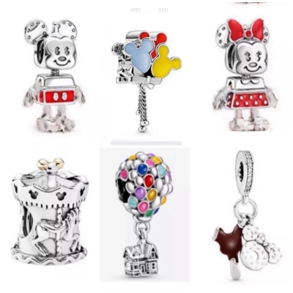 6 Pieces Mickey Minnie, Disney Suitcase Parks Bead Collection Charm Bundle Set